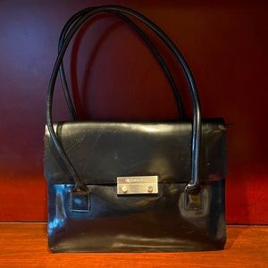 Calvin Klein black patent leather handbag